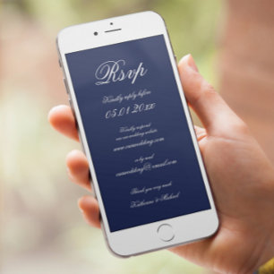 Invitación Elegante Mínimo de Boda Digital Azul RSVP