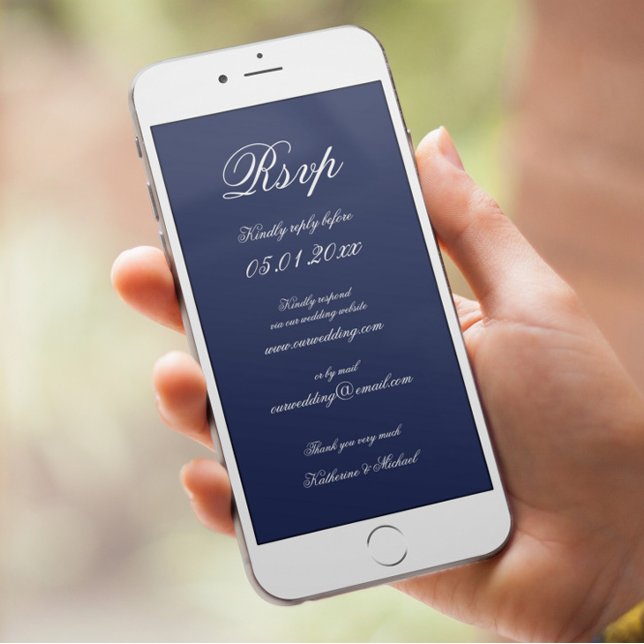 Invitación Elegante Mínimo de Boda Digital Azul RSVP (Subido por el creador)