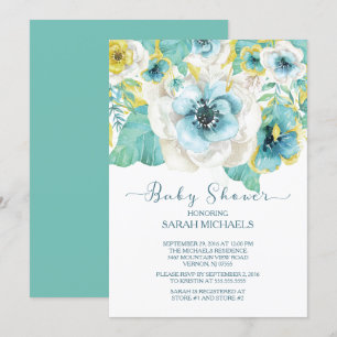 Invitación Elegante Mint & Gold Floral Baby Shower