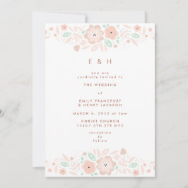 Invitación Elegante Mint Terracotta Boho Boda de flores peque