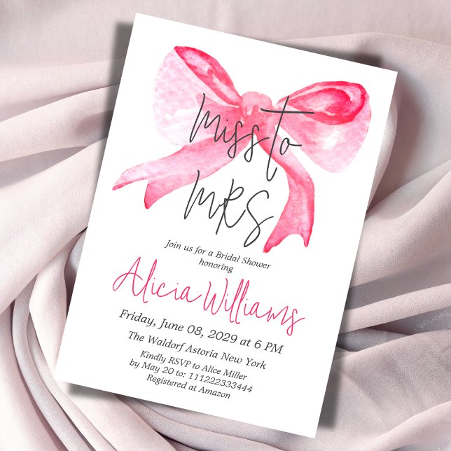 Invitación Elegante Miss a la Ducha Bridal de la RMA Ribbon (Subido por el creador)