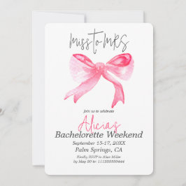 Invitación Elegante Miss a la MRS Bachelorette de Barras Rosa