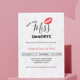 Invitación Elegante Miss Adiós Red Lips Bridal Shower