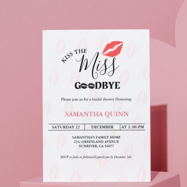 Invitación Elegante Miss Adiós Red Lips Bridal Shower (Subido por el creador)