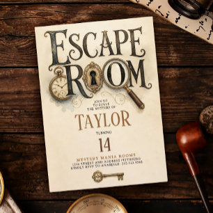 Invitación Elegante Misterio de Habitación de Escape de Oro V