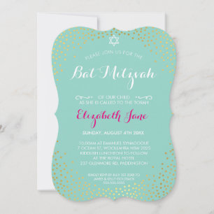 Invitación ELEGANTE MITZVAH mini menta de confeti de oro rúst