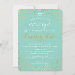 Invitación ELEGANTE MITZVAH mini menta de confeti de oro rúst