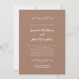 Invitación Elegante Mocha Marrón Atemporal Formal Chic Boda