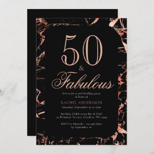 Invitación Elegante Moda 50 cumpleaños Rosa Fiesta negro de o