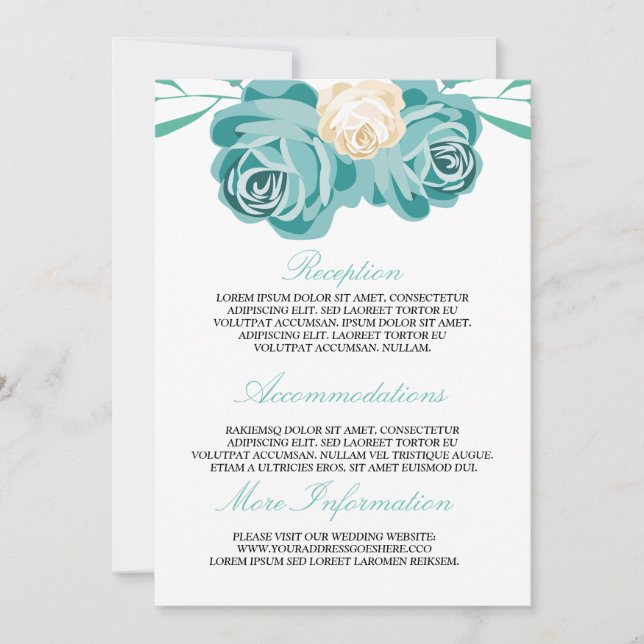 Invitación Elegante moda Acuarela Boda Información Invitado (Anverso)