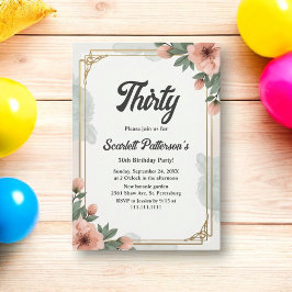 Invitación Elegante Moda acuarela Floral 30 cumpleaños