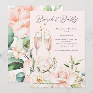 Invitación Elegante moda acuarela floral champán novia