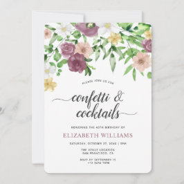 Invitación Elegante Moda acuarela Floral Jardín Cumpleaños