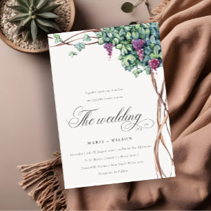 Invitación Elegante Moda acuarela Grapevine Boda