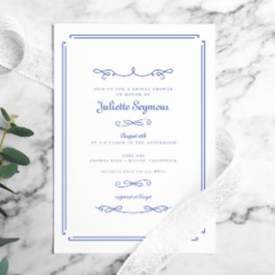 Invitación Elegante Moda Azul francés Vintage Bridal Shower