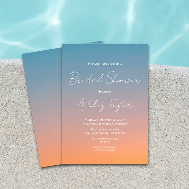 Invitación Elegante Moda Azul Naranja Moderna Ducha Bridal (Subido por el creador)
