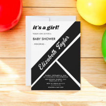 Elegante Moda Baby Shower Delicado Blanco Y Negro