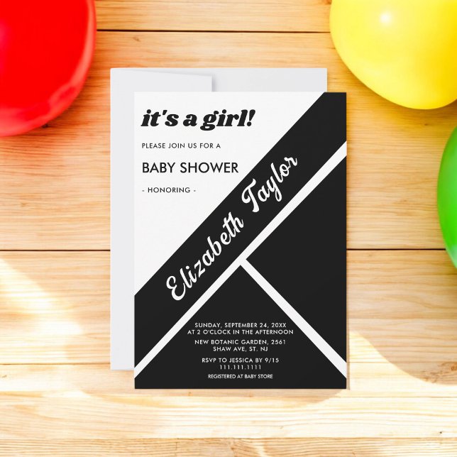 Invitación Elegante Moda Baby Shower Delicado Blanco Y Negro (Subido por el creador)