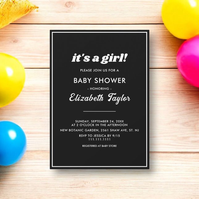 Invitación Elegante Moda Baby Shower Mínimo Blanco Y Negro (Subido por el creador)