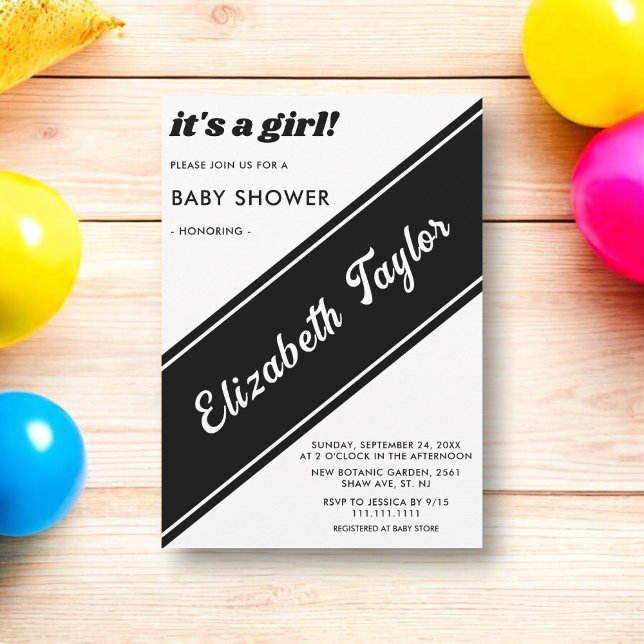 Invitación Elegante Moda Baby Shower Moderno Blanco Y Negro (Subido por el creador)