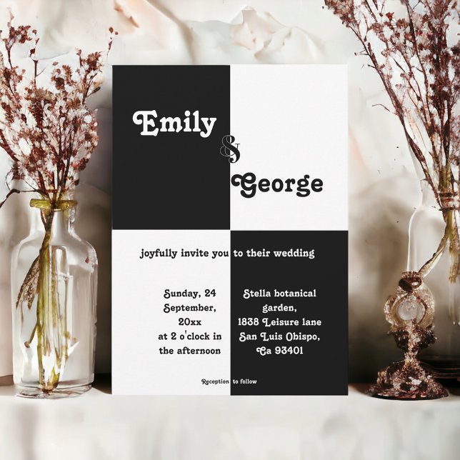 Invitación Elegante Moda Blanca Y Negra Boda Moderno Y Simple (Subido por el creador)