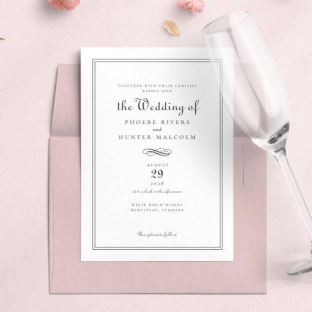 Invitación Elegante Moda Boda blanco negro francés (Subido por el creador)