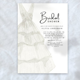 Invitación Elegante Moda Boda Blanco Vestido Bridal Ducha