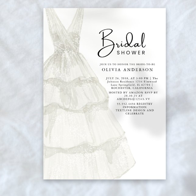 Invitación Elegante Moda Boda Blanco Vestido Bridal Ducha (Subido por el creador)
