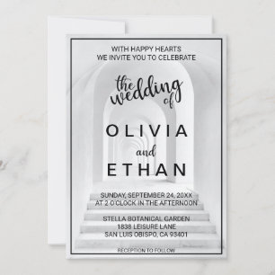 Invitación Elegante Moda Boda de fotografía de borde blanco y