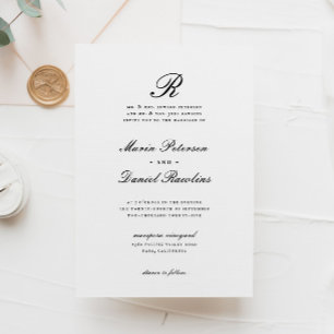 Invitación Elegante Moda Boda de Monograma clásico inicial