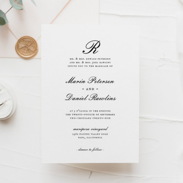 Invitación Elegante Moda Boda de Monograma clásico inicial (Subido por el creador)