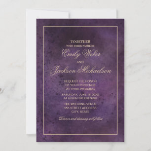 Invitación Elegante Moda Boda de Pluma Moderna Púrpura
