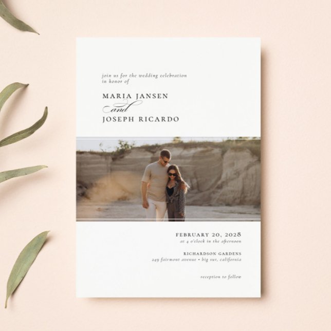 Invitación Elegante Moda Boda fotográfico blanco moderno (Subido por el creador)
