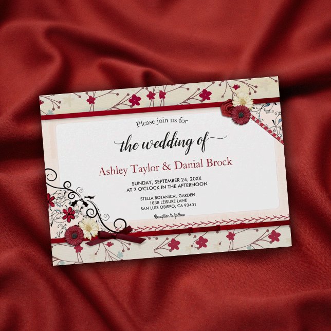 Invitación Elegante Moda Boda Ornato Botánico Marco Floral (Subido por el creador)