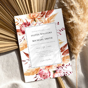 Invitación Elegante Moda Boho Boda Floral
