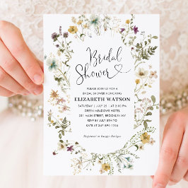 Invitación Elegante Moda Boho Flor de flores silvestres ducha