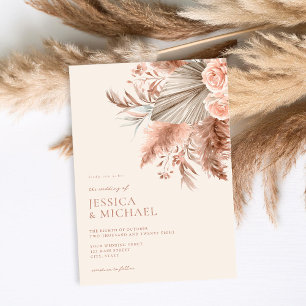Invitación Elegante Moda Boho Pampas Boda Floral
