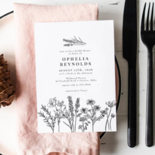Invitación Elegante Moda Boho Wildflower Bridal Shower
