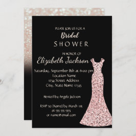 Invitación Elegante Moda Bokeh Purpurina Vestido Bridal Ducha