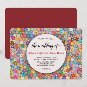 Invitación Elegante Moda Borgoña Boho Summer Floral Boda