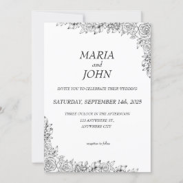 Invitación Elegante Moda Clásica Moderna Blanco y Negro
