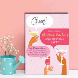 Invitación Elegante Moda Cocktail beber con el tema de los 60