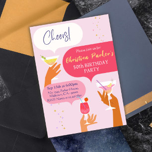 Invitación Elegante Moda Cocktail bebida con tema 50 cumpleañ
