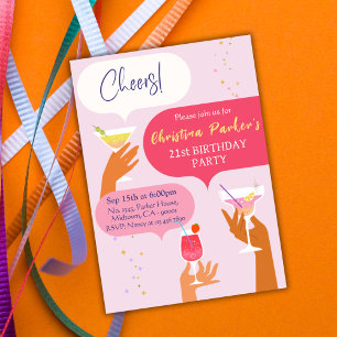 Invitación Elegante Moda Cocktail bebida con tema de 21 años