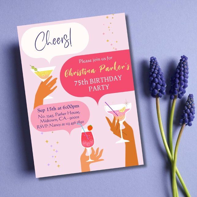 Invitación Elegante Moda Cocktail bebida con tema de 75 años (Subido por el creador)