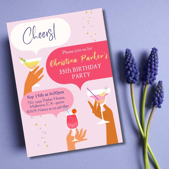 Invitación Elegante Moda Cocktail bebida temática 35 cumpleañ (Subido por el creador)