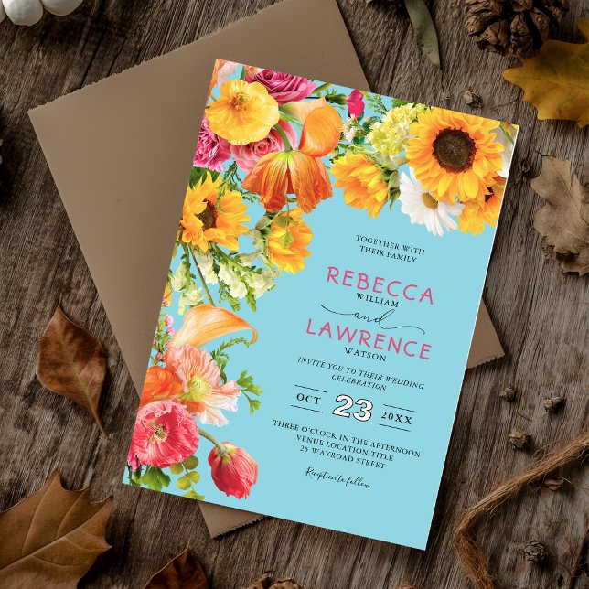 Invitación Elegante moda colorido floral boda (Subido por el creador)