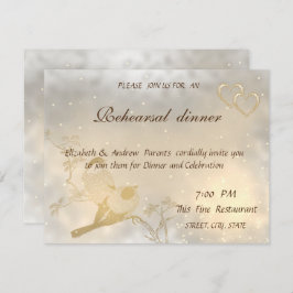 Invitación Elegante Moda Corazones de Oro, Cena de Aves