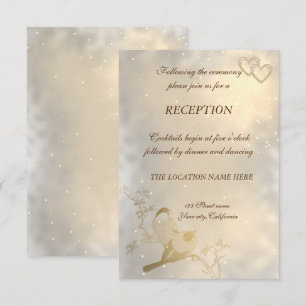 Invitación Elegante Moda Corazones de Oro, Recepción de Bodas