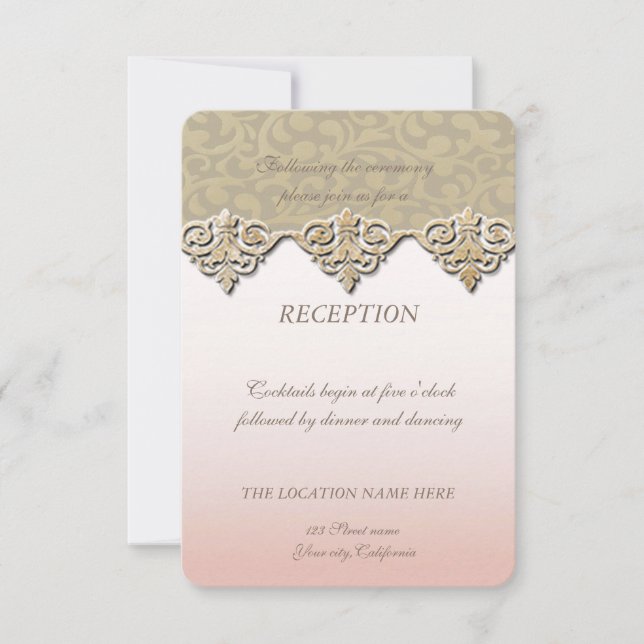 Invitación Elegante Moda Damask Wedding (Anverso)